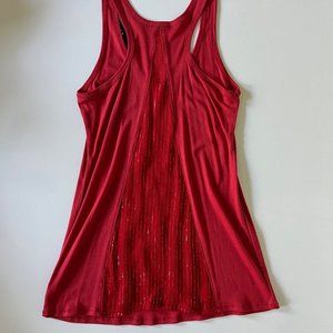 linQ Red/Coral Tank Top with Gold Design in Back (NWT), Size Small